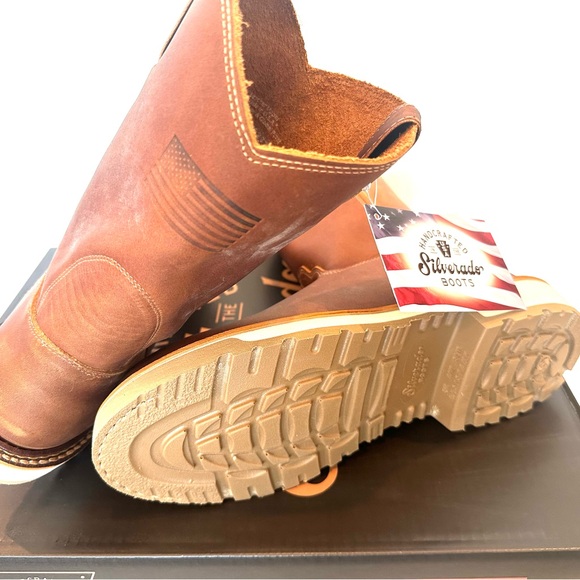 Men's Silverado Tan Leather Work Boots - Picture 8 of 9